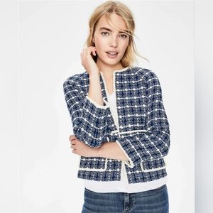 Boden Blue and White Tweed Blazer